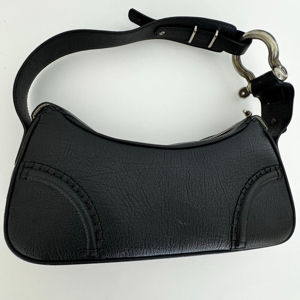 Burberry Horsebit Leather Shoulder Bag Baguette Black with Silver Hardware - Picture 5 of 16